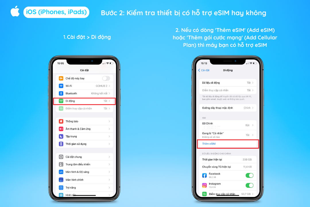 eSim Thái Lan 100GB + Gọi 10 ngày 4 ios ktra co ho tro esim ko