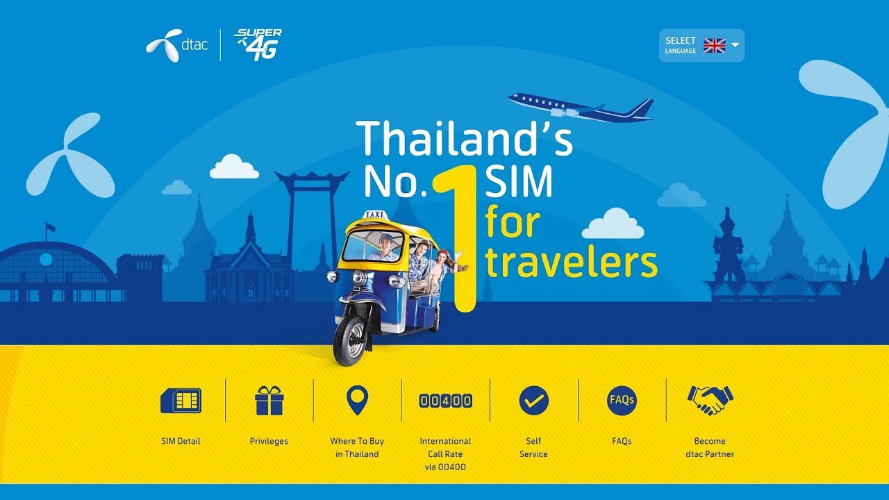 Sim Dtac Thái Lan 100GB+ Gọi 1 Sim Dtac Thái Lan